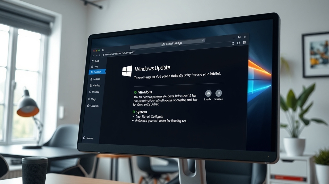 Počítačová obrazovka zobrazuje Windows Update s rôznymi možnosťami aktualizácie.
