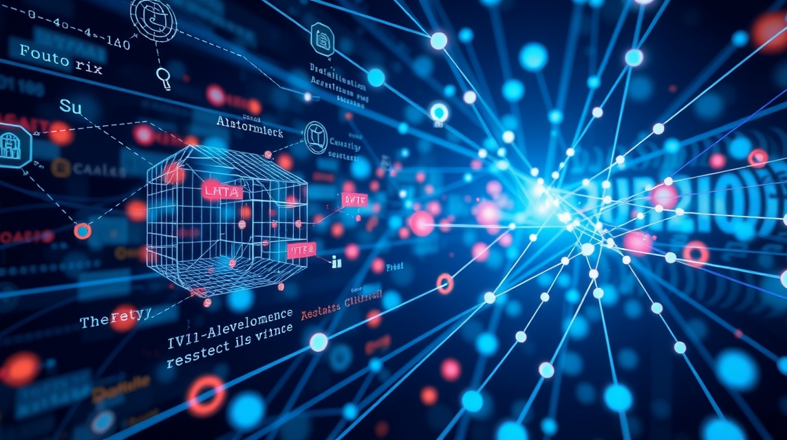 Abstraktná vizualizácia dátových sietí a digitálnych informácií.