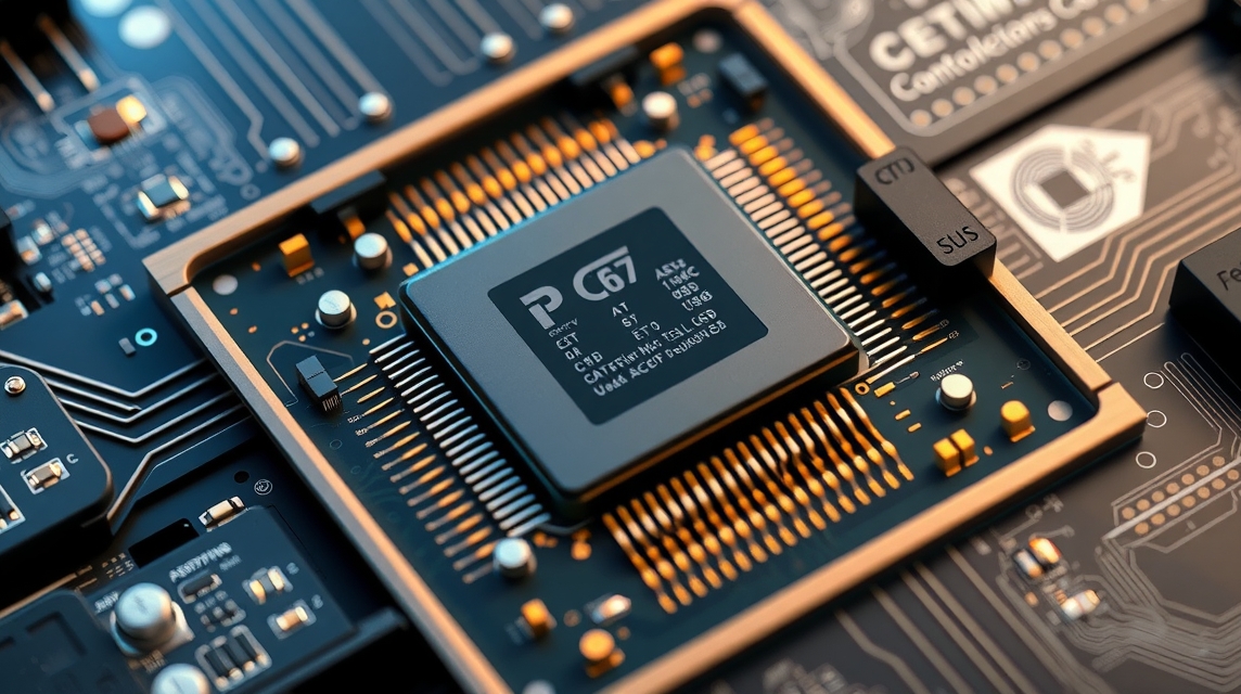 Detailný pohľad na čip na základnej doske s elektronickými obvodmi.