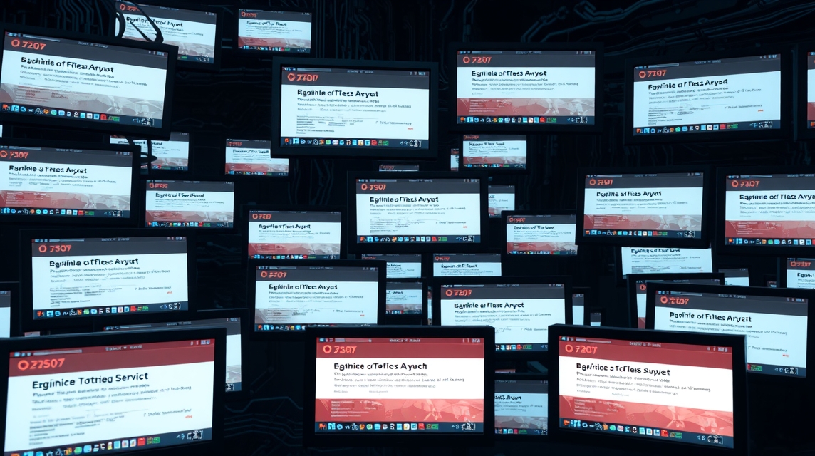 Viacero obrazoviek zobrazuje rôzne webové stránky s informáciami.