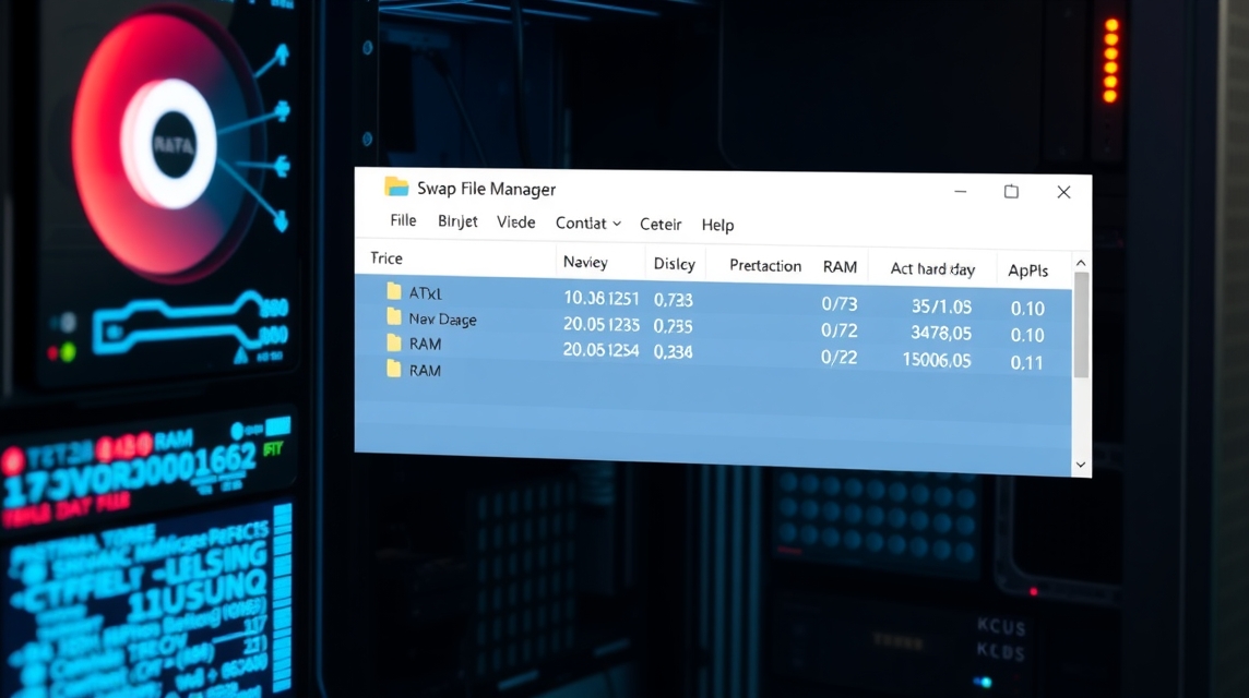 Zobrazenie okna správcu súborov s údajmi o RAM a priečinkoch.