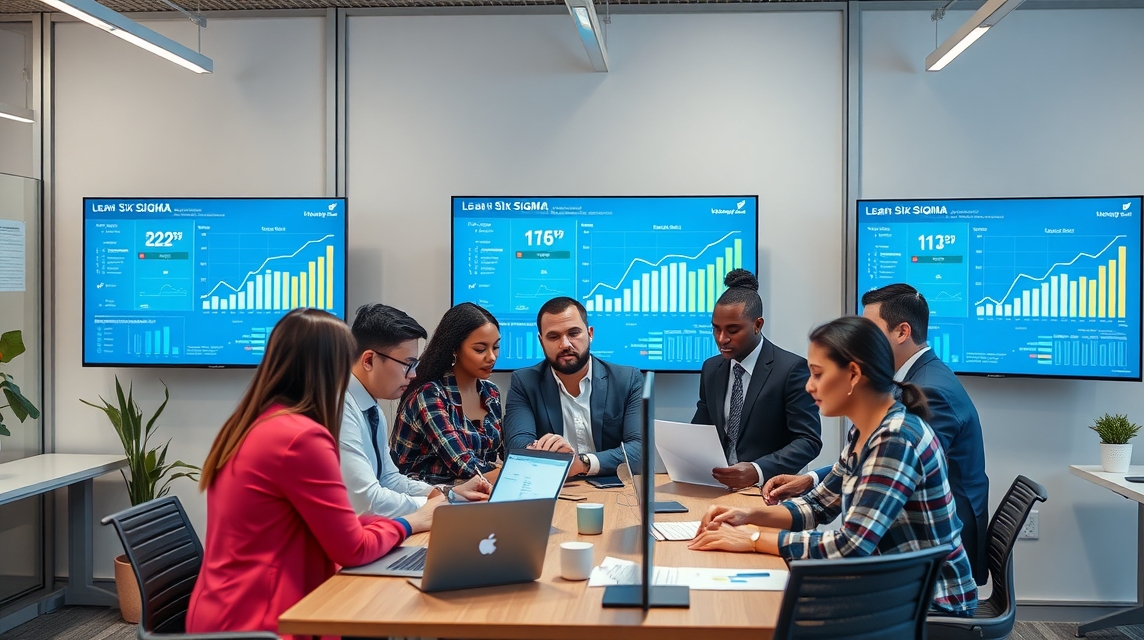 Skupina profesionálov ül egy konferenciateremben, adatelemzést végezve.