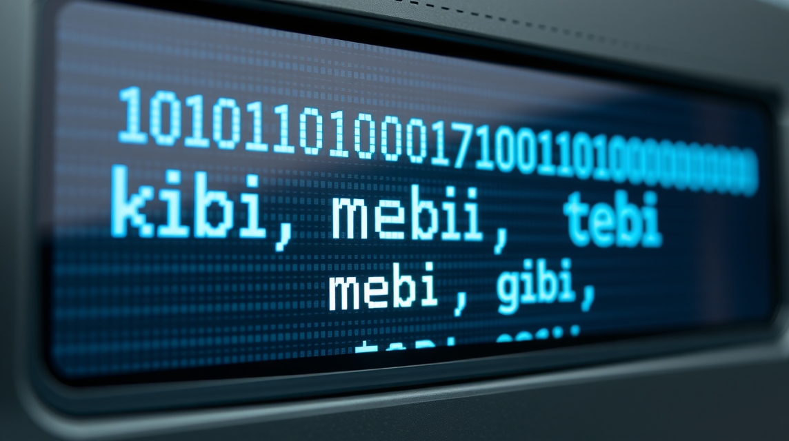 Digitálny displej s binárnym kódom a textovými reťazcami.