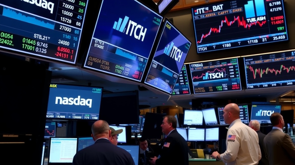 Obchodníci sledujú burzové grafy a údaje na obrazovkách v obchodnej sále.