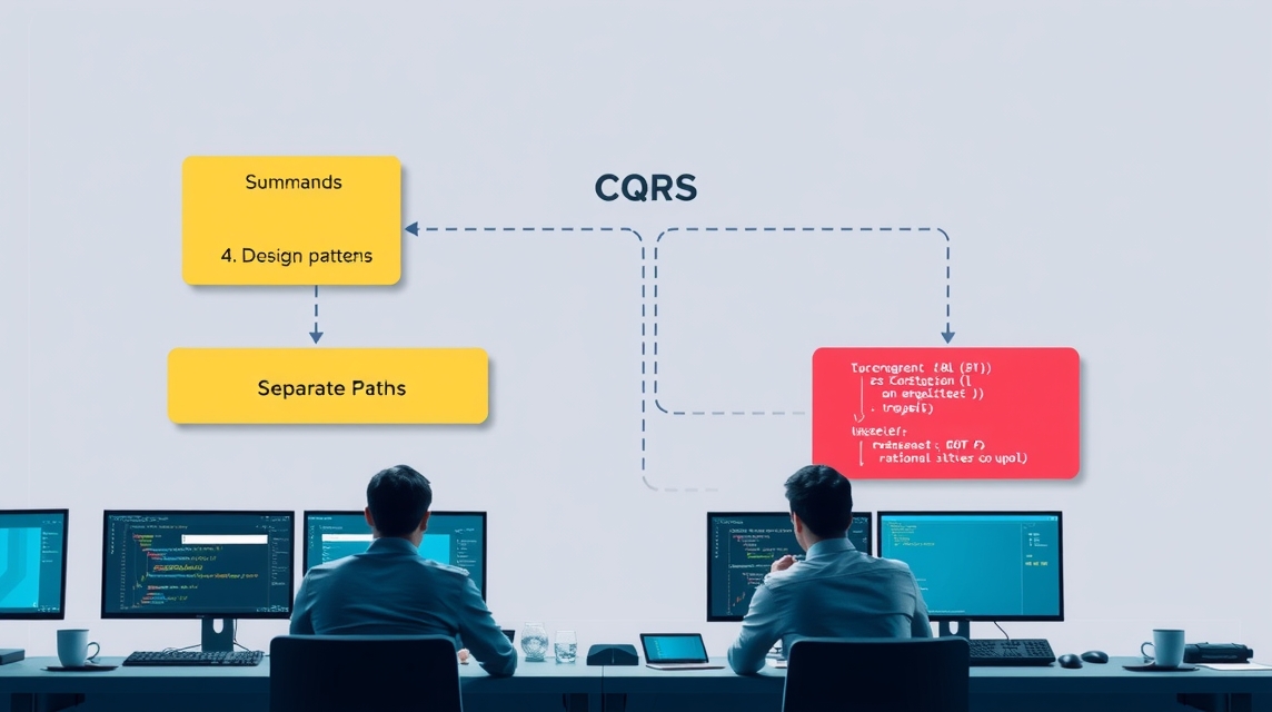 Dva programátori pracujúci na počítačoch, zobrazené diagramy a kód.