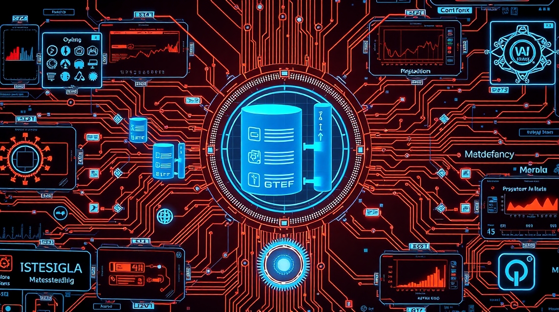 Grafika digitálneho systému s databázou a analytickými nástrojmi.