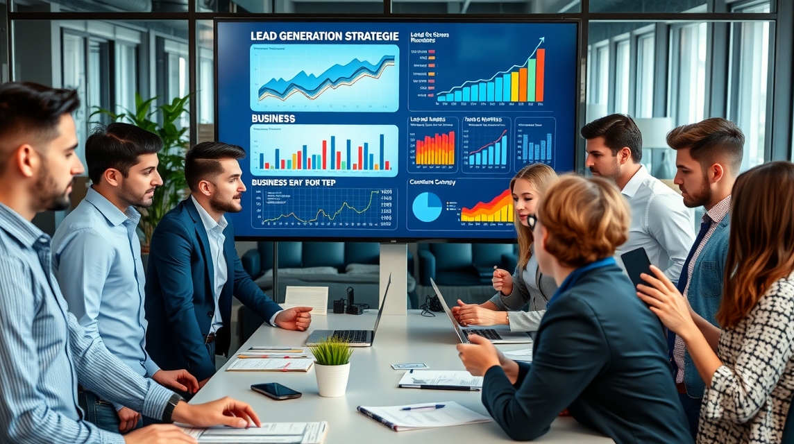 Skupina profesionálov diskutuje o obchodných stratégiách pred obrazovkou s grafmi.