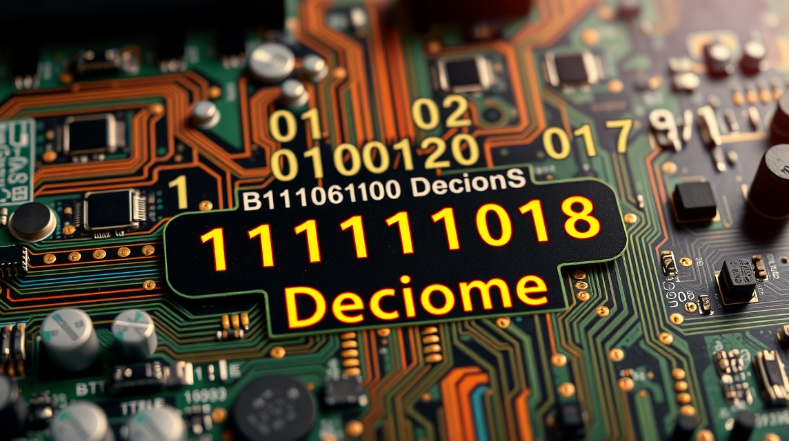 Detailný pohľad na elektronickú dosku s označením Deciome a číslom 111111018.