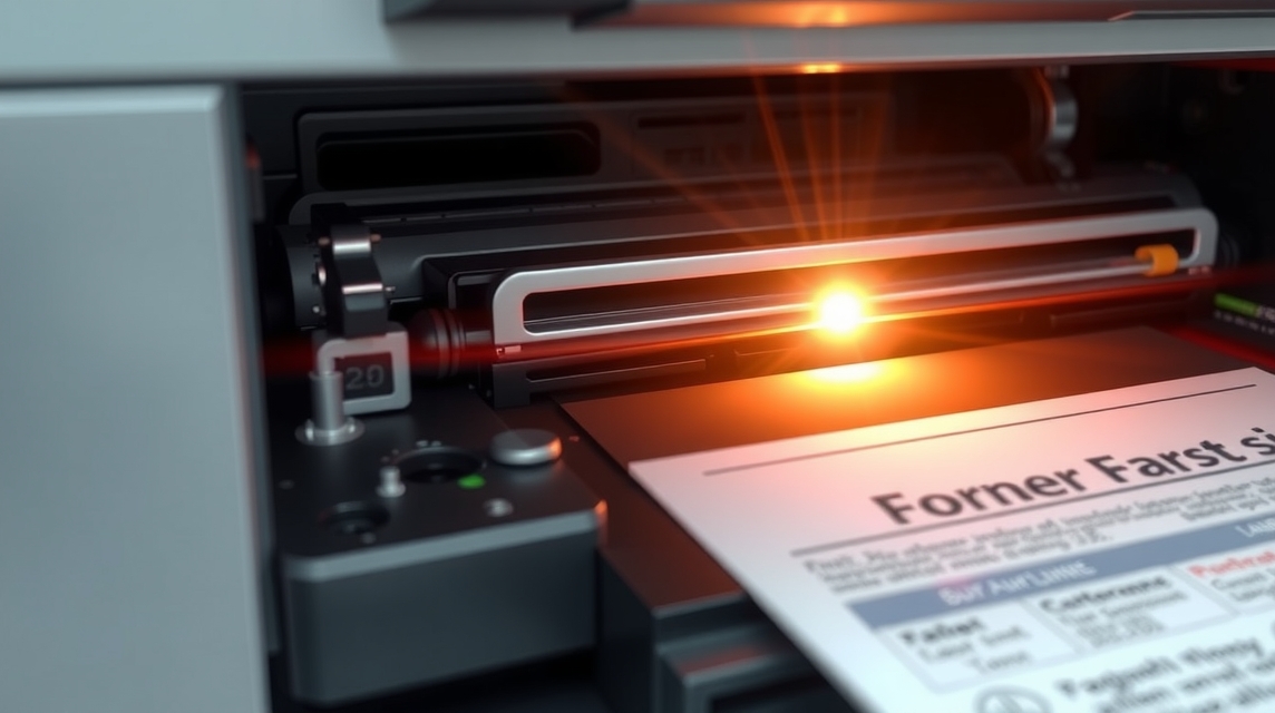 Tlačiareň s rozsvietenou kontrolkou a vytlačeným dokumentom.