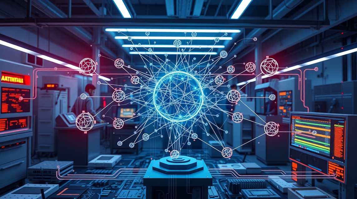 Moderná laboratórium s holografickým zobrazením technológie a dát.