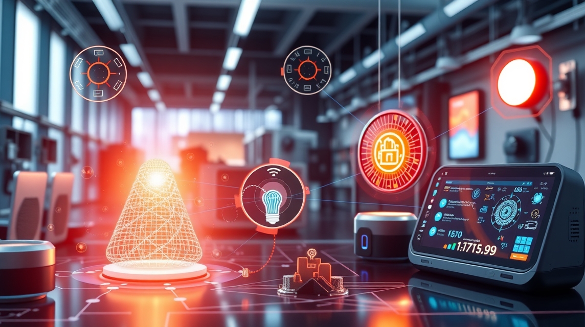 Moderná technológia v laboratóriu s digitálnymi obrazovkami a hologramami.