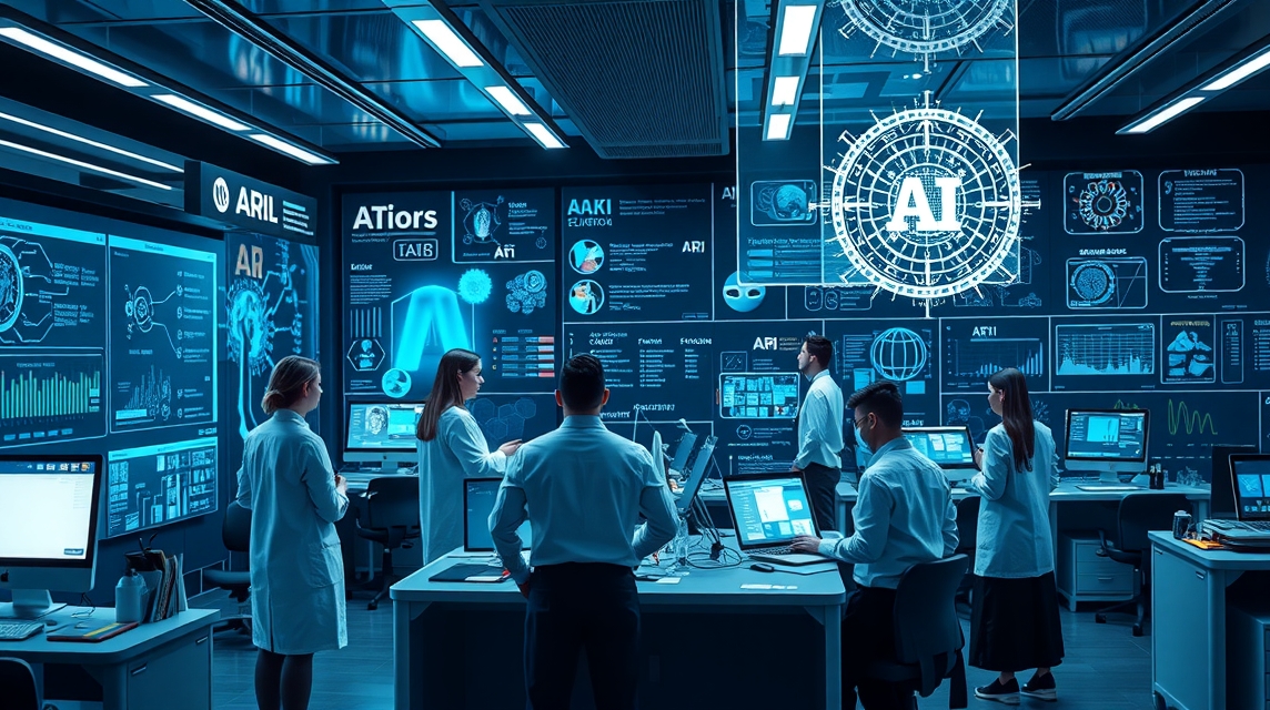 Skupina vedcov v laboratóriu analyzuje dáta na moderných obrazovkách.