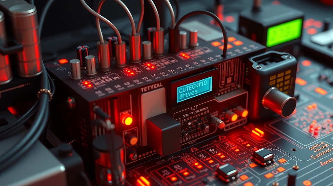 Detailný pohľad na elektronické zariadenie s ovládacími prvkami a displejom.