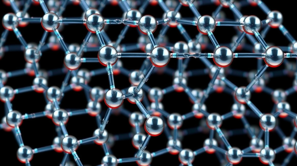 Molekulárna štruktúra zložená z guľatých atómov a väzieb.