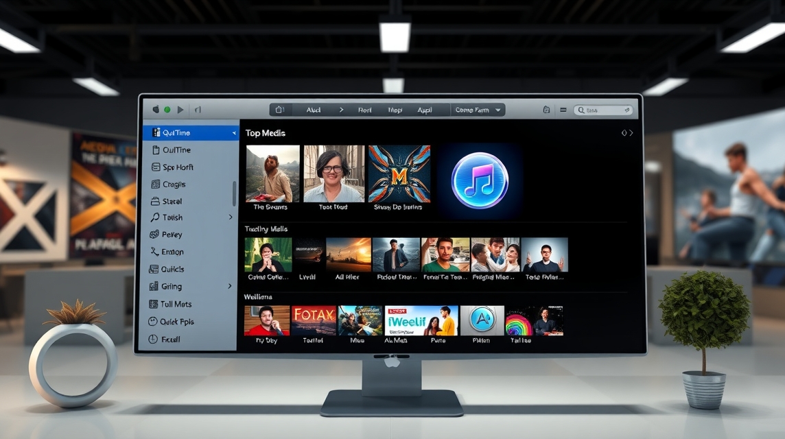 Na obrazovke počítača sú zobrazené obľúbené médiá a aplikácie.