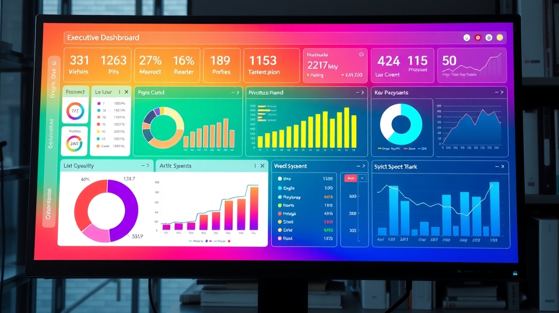 Monitor s prehľadným výkonnostným dashboardom s grafmi a štatistikami.