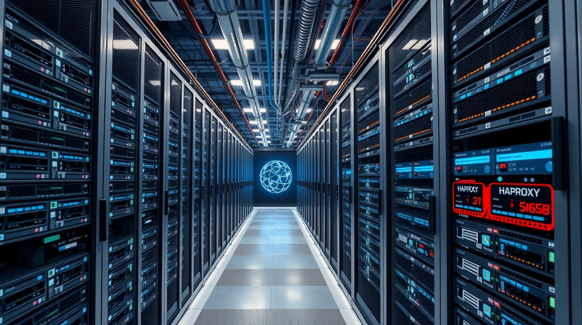 Moderná serverová miestnosť s usporiadanými servermi és technológiou.