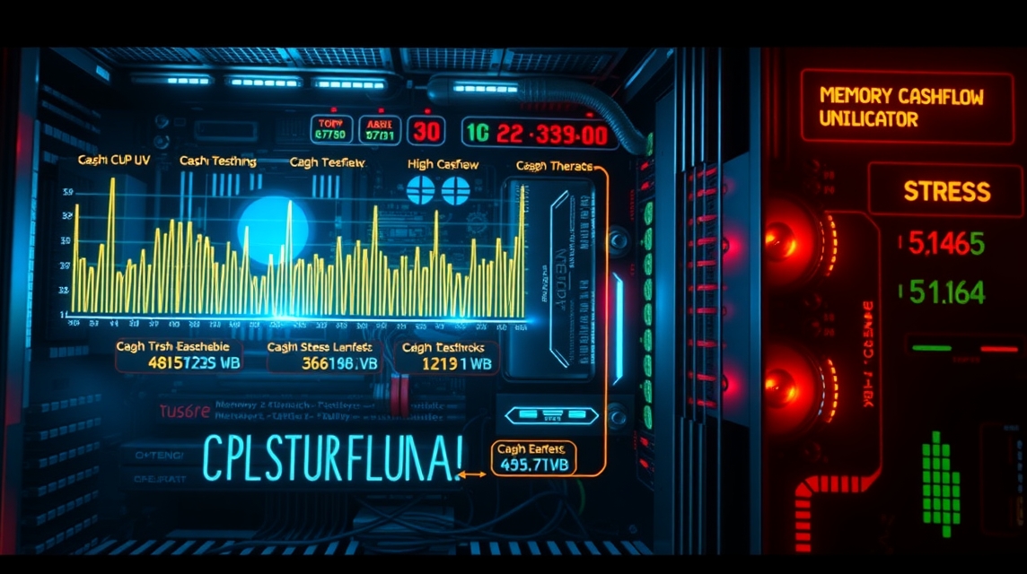 Grafické rozhranie s údajmi o výkonnosti a stresu systému.