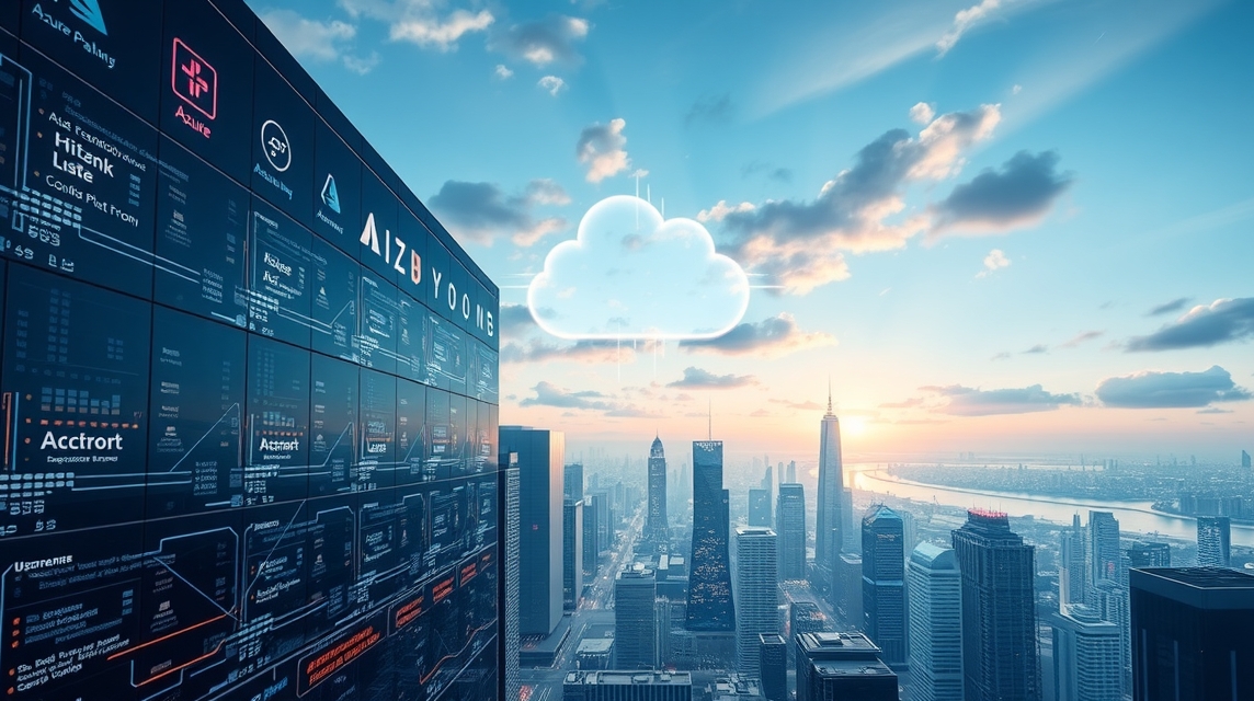 Moderná mestská krajina s technológie zobrazením a oblakom v pozadí.