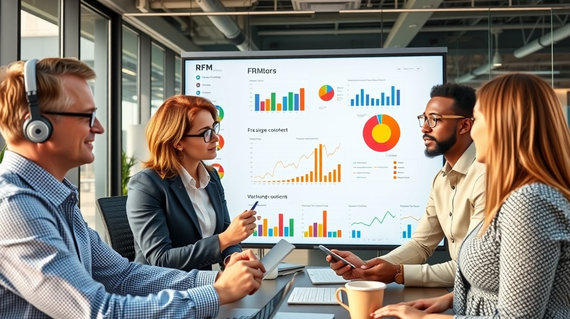 Skupina profesionálov diskutuje o dátových grafoch egy modern irodában.