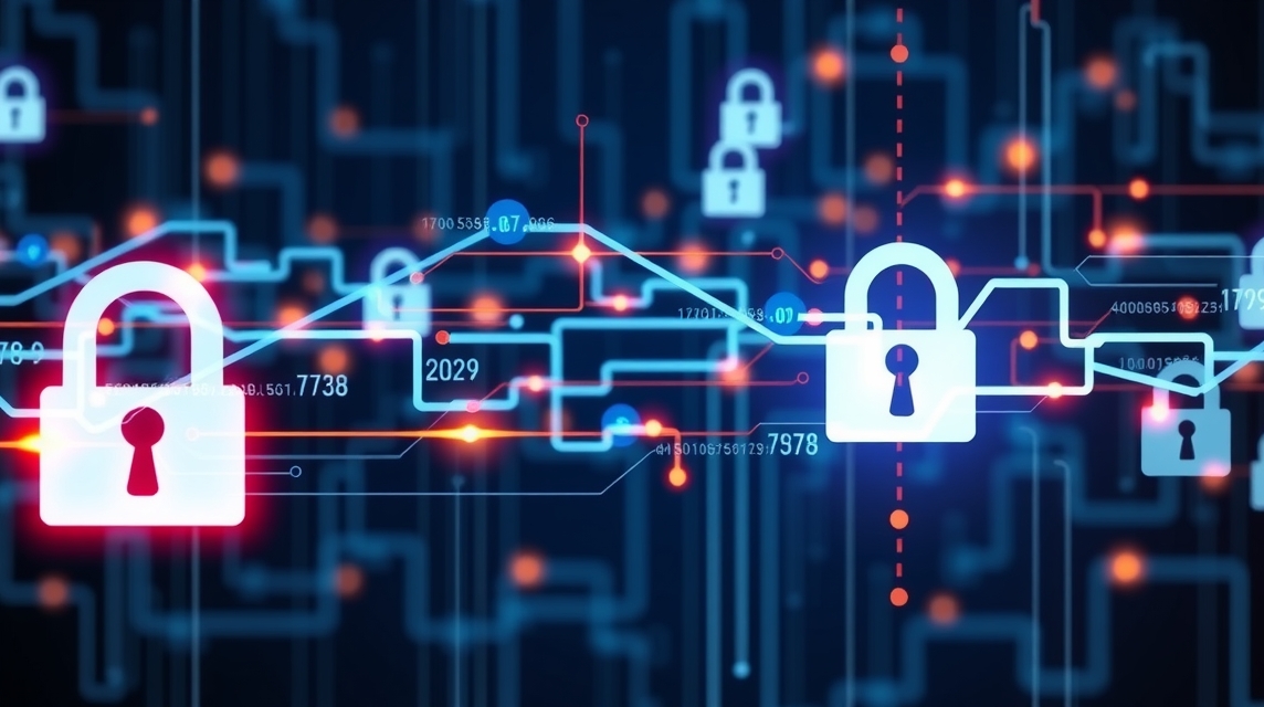 Digitálna grafika s uzamknutými zámkami a dátovými prúdmi.