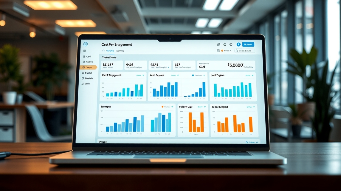 Na obrazovke notebooku sú grafy a štatistiky o nákladoch na zapojenie.