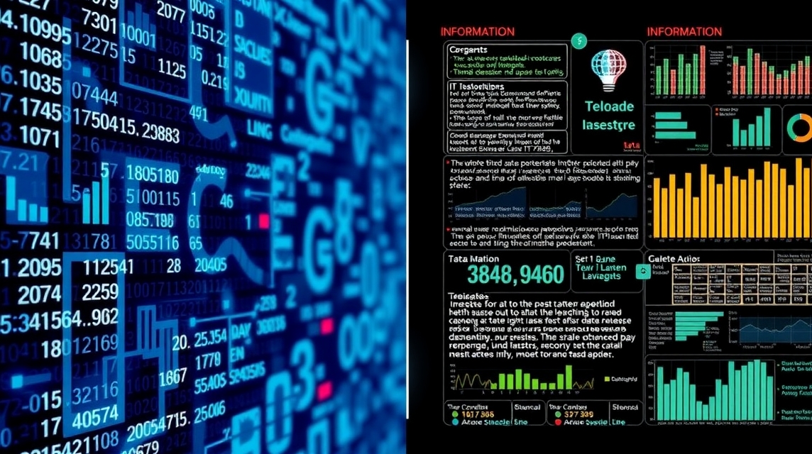 Grafika s digitálnymi údajmi a štatistikami na modrom pozadí.