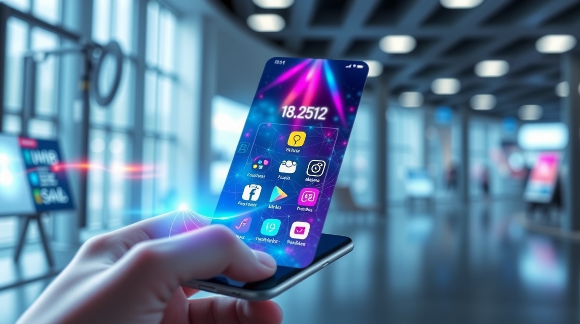 Ruka drží moderný smartfón s farebnou obrazovkou a aplikáciami.