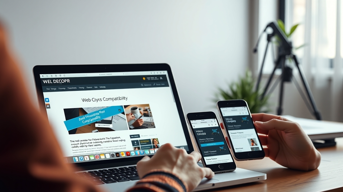 Osoba, ktorá používa laptop a dva smartfóny na prezeranie webových stránok.