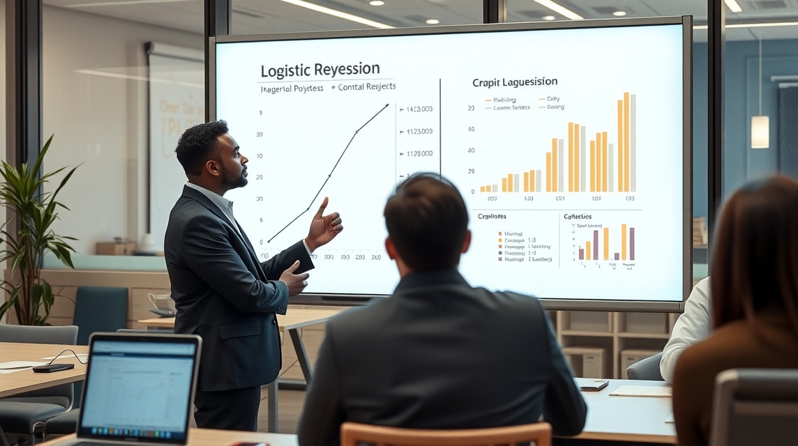 Muž prezentuje grafy a statisztiky egy üzleti megbeszélésen.