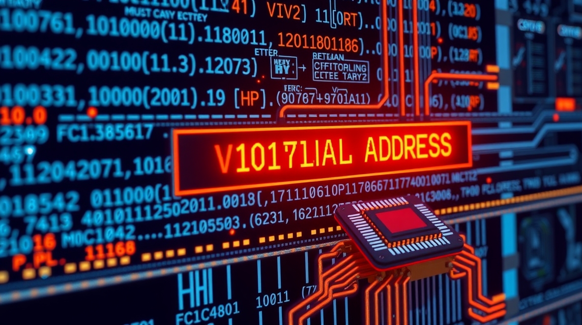 Detailný pohľad na elektronický obvod s červeným nápisom V10171AL ADDRESS.