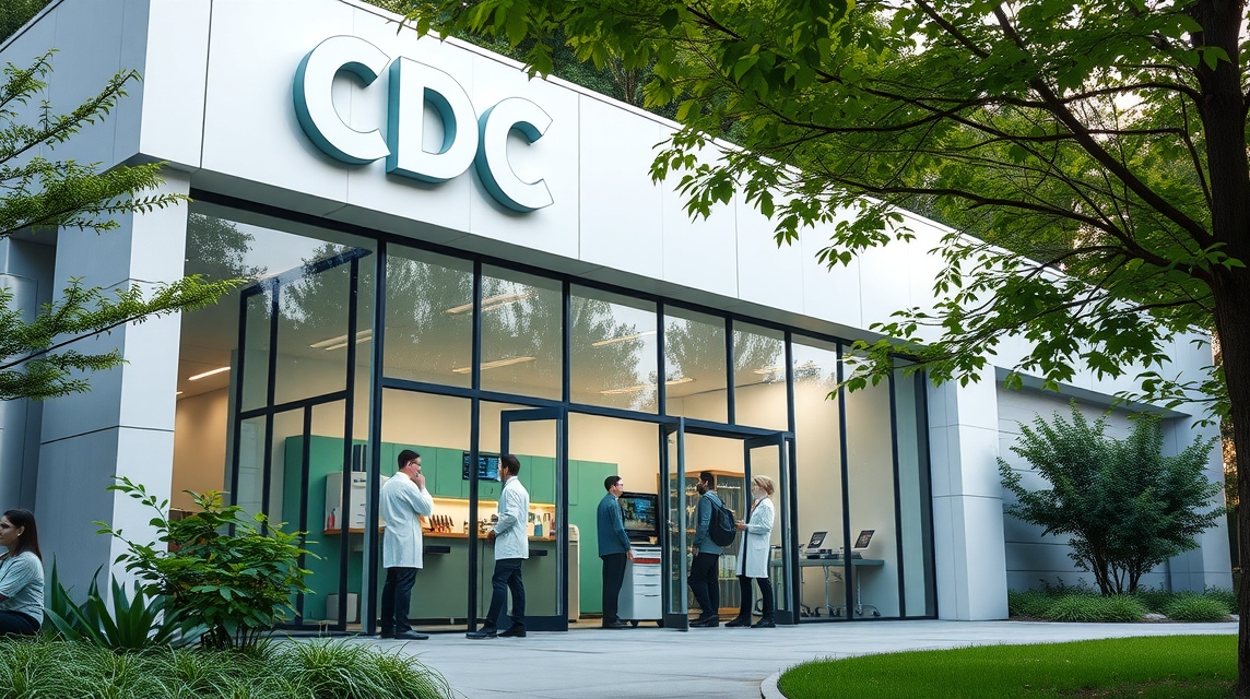 Budova CDC, ahol szakemberek dolgoznak és kommunikálnak egymással.